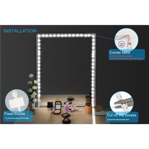 Led Vanity Mirror Lights Kit, 13ft/4M 240 LEDs Make-up Vanity Mirror - Picture 3 of 7